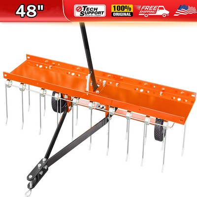 48 In Tow Behind Dethatcher 20 Steel Spring Tine Lawn Sweeper Grass Tractor Rake