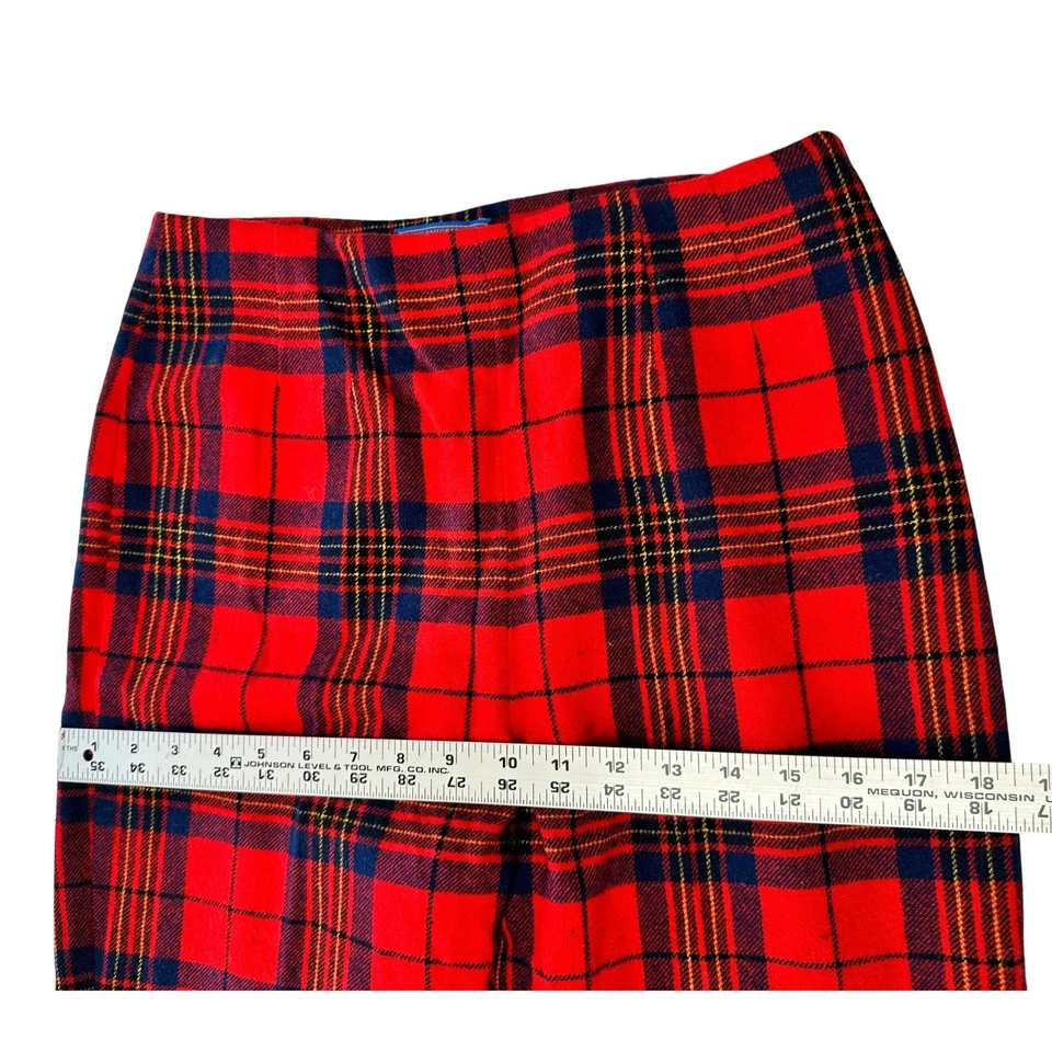 Pantalones de lana a cuadros rojos Pendleton vintage años 60 cintura alta pierna ancha para mujer talla 29 Foto 3 de 4