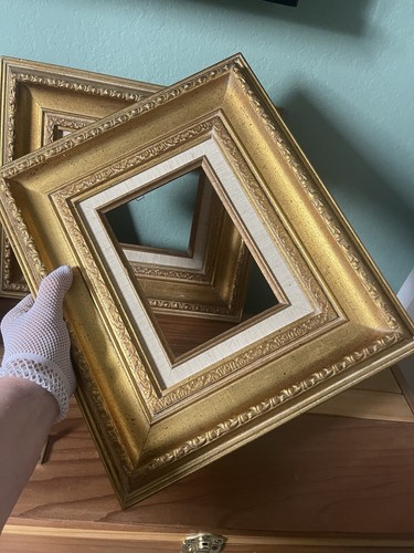"Dos marcos de madera dorada vintage para pintura en lienzo marco de 7x5"" 14x12""" - Imagen 2 de 5