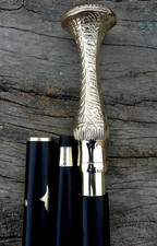Designer Long Head Brass Handle Wooden Walking Stick Cane Solid Vintage Men Gift