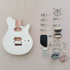 DIY Electric Guitar Unfinished Kit Flame Maple Top Maple Fretboard Neck Bolt On