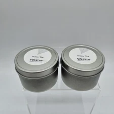 Lot of 2  Westin Hotel White Tea scented candle in Tin Holder 4oz each  New