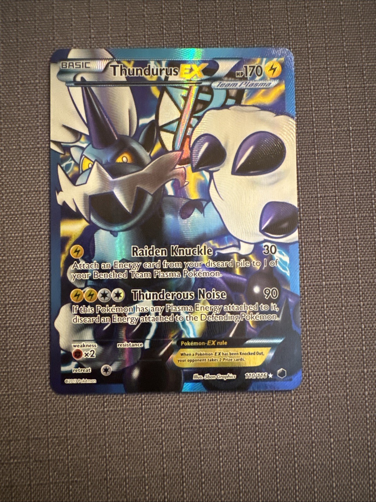 Pokemon TCG Thundurus EX (Team Plasma) 110/116 Plasma Freeze Holo Full Art - NM