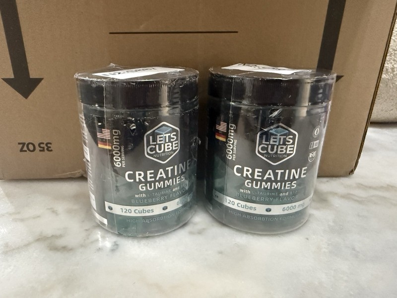 Lot Of 2 - Lets Cube Nutrition Creatine Gummies 6000mg Blueberry 120ct