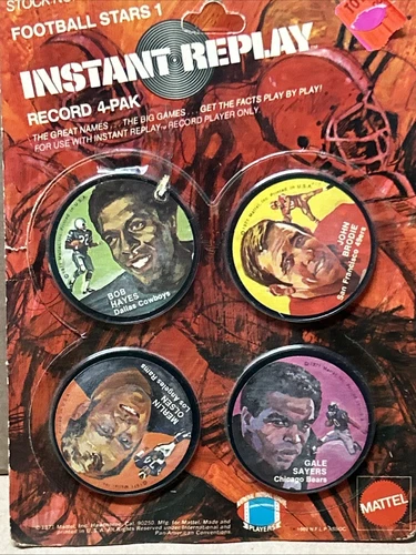 1971 Mattel Instant Replay Record 4pk Football Stars 1 Brodie,Olsen,Hayes,Sayers