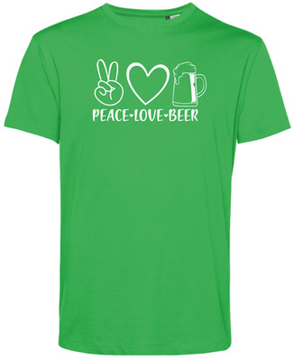 T-Shirt ''Peace Love Beer'' 12 Farben, S-XXL, Damen/Herren, Bio-Baumwolle