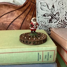 St John Votive Candle Topper W/ Enamel Santa Rare Christmas Small Votive Size