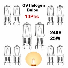 10x G9 Halogen Replacement Light Bulbs 25W 240V Warm White Clear Capsule 2 pin