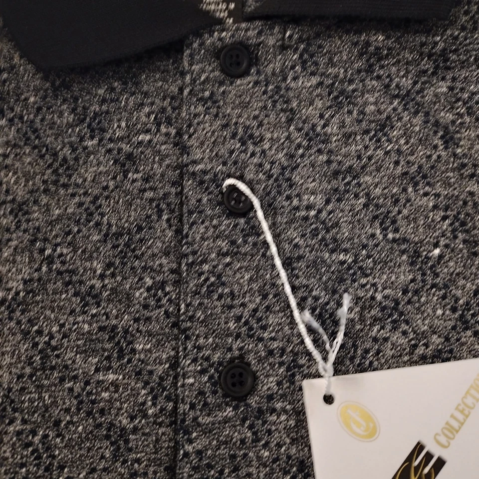 Jonathan Corey Medium Polo Style Dress Shirt Black Gray Executive Collection - Image 4 of 4