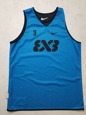 Nike FIBA Team 3x3 #3 Black Blue Reversible Basketball Jersey