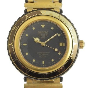 Authentic TAG Heuer Executive 914 313 Gold Plated 35mm Black Dial Quartz 1988 #TSYW042