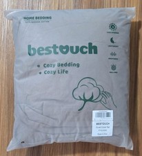 BESTOUCH King Size Duvet Cover Set 100 Washed Cotton Beige Fade Resistant
