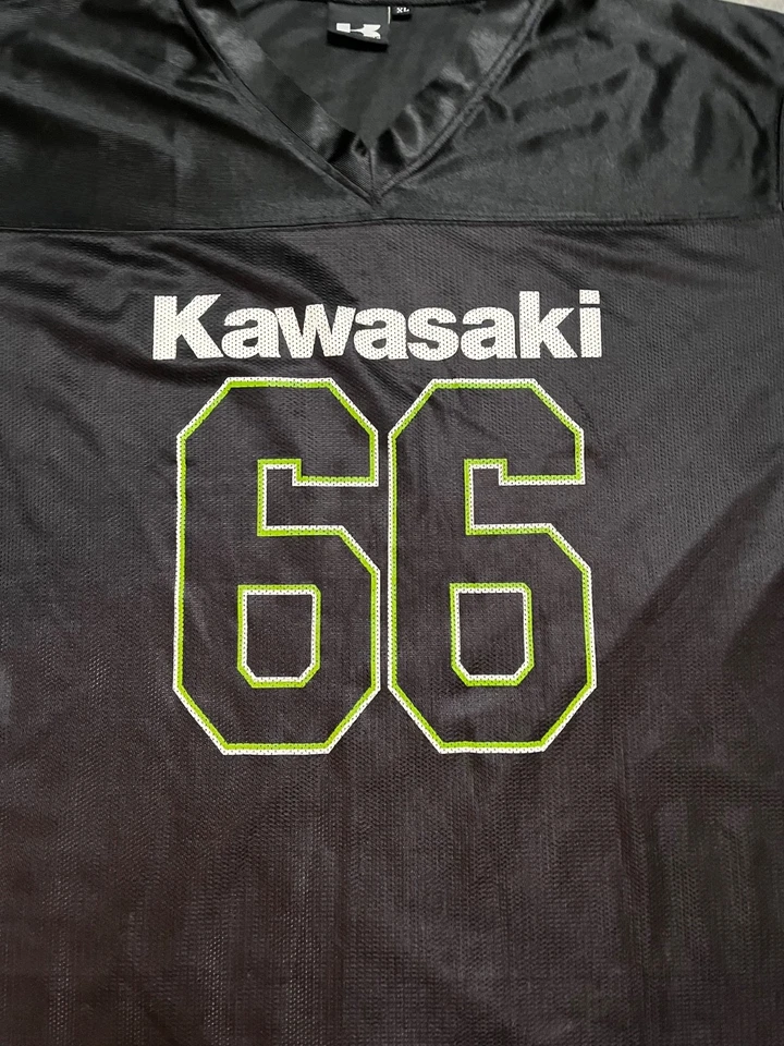 Camiseta deportiva Kawasaki Motocross Racing verde y negra para hombre talla XL Foto 2 de 4