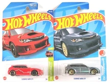 2 Car Lot Hot Wheels - Subaru WRX STI Gray HW J-Imports - Red Hatchbacks 