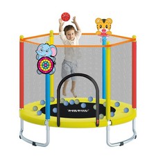 60" Indoor Outdoor Trampoline for Kids,Mini Baby Trampoline with Safety Enclo...