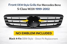 Mercedes Benz W220 S-class Front Grille Black Oem 4-fin 1999-2002 S430 S500 New