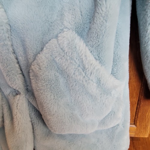 Nordstrom Mantel Mädchen Größe 12 Kunstfell hellblau Taschen Urlaub Weihnachten Winte - Bild 4 von 5