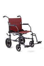 Medline Basic Steel Transport Chair 12 Inch Wheels Comfortable Portable Aid RED