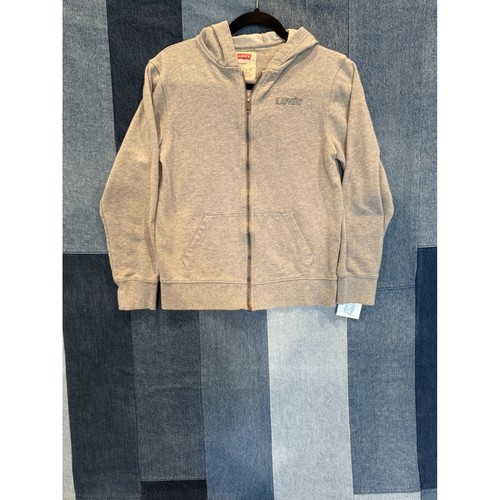Levis Kids Heather Gray Full Zip Hoodie Sweatshirt Logo Youth Size L 12-13 Yrs