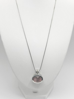 Sterling Silber rosa Anhänger Schlangenkette Halskette 925