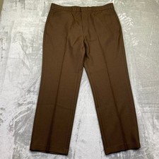 VTG Levi's Action Slacks Mens Brown Polyester Pleated Dress Pants USA Sz 36"