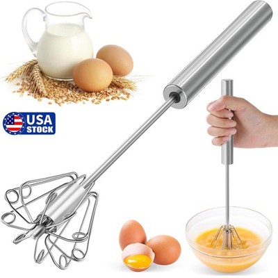 Semi-Automatic Egg Whisk Stainless Steel Hand-Push Beater Mixer Versatile USA