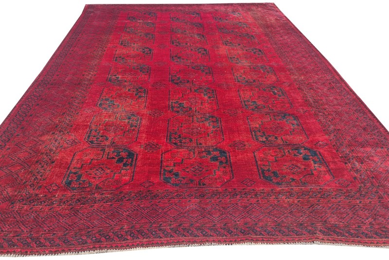 Rare Hand Knotted Antique Afghan Turkmen Felpah Wool Area Rug 11.5 x 8.0 Ft