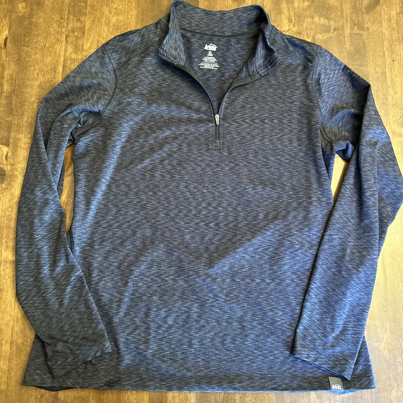 REI Womens XL Qtr Zip Black Stretch Top Gorpcore Granola Girl Outdoor Hike Run