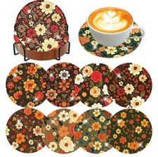 8 Pcs Floral Diamond Art Coasters Kit for Adults with Holder 4x4in DIY Flowers