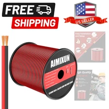 50FT 16 Gauge Wire, 16AWG Electrical Flexible 2 Conductor Parallel Red and Bl...