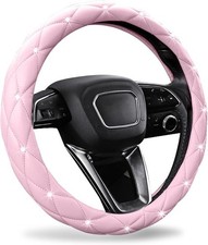 Pink Steering Wheel Cover Cute Pu Diamond Bling Breathable Anti S Color Pink