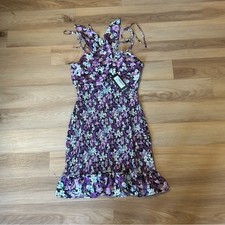 Nasty Gal Floral Shirred Tie Bust Mini Dress