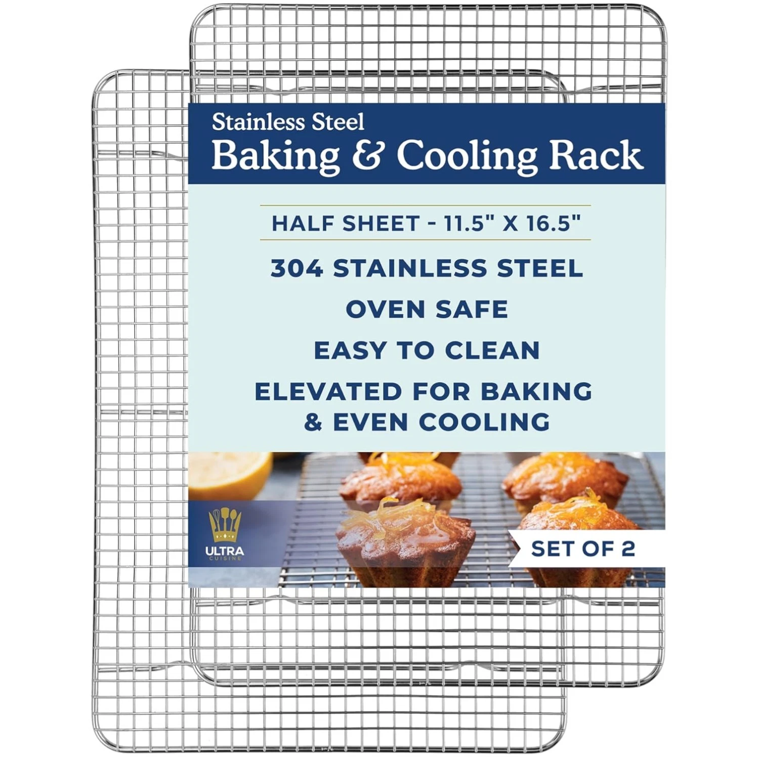 Dishwasher-Safe Stainless Steel Cooling Rack - Pack of 2