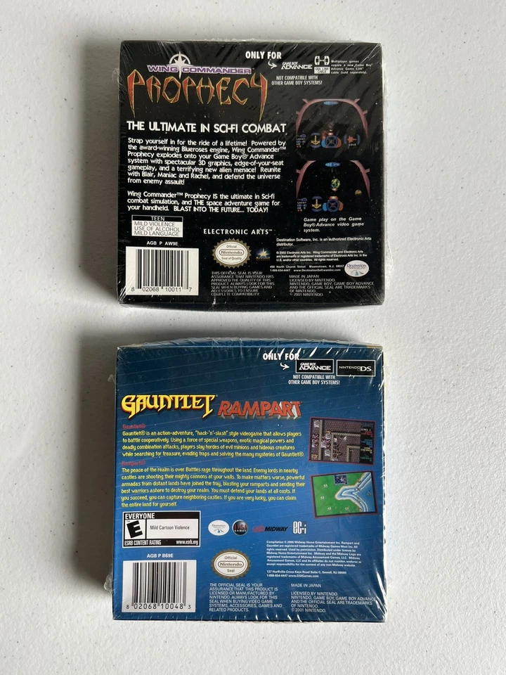 Wing Commander Prophecy Game Boy Advance Nintendo Gauntlet Rampart 2 Pack NEW - Image 2 of 4