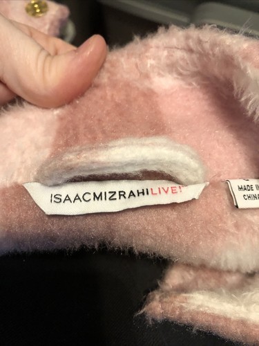isaac mizrahi live pink & white belted coat size 8 - Picture 11 of 11