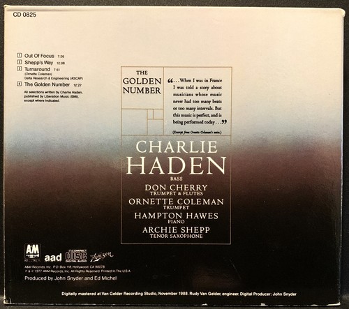 CD Charlie Haden The Golden Number 1988 Jazz CD - Picture 2 of 3