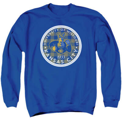 Missouri-Kansas City Adult Crewneck Sweatshirt Plaid Badge, Royal Blue,  S-3XL