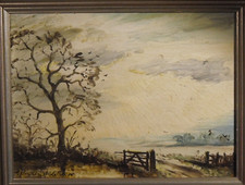 John Constable Reeve - Oil Painting - Autumnal Landscape. Suffolk.