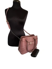 Adrienne Vittadini Crossbody Handbag Purse Pink Faux Leather Excellent