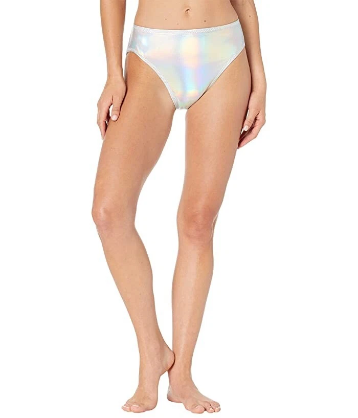 Bikini Norma Kamali L22605 Holograma Metálico Cintura Alta Natación Parte Inferior Talla XS Foto 3 de 4