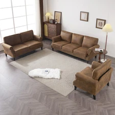 LEADZM Polyester Fiber Living Room Sets, Mid-Century Vintage Sofa Couches with R