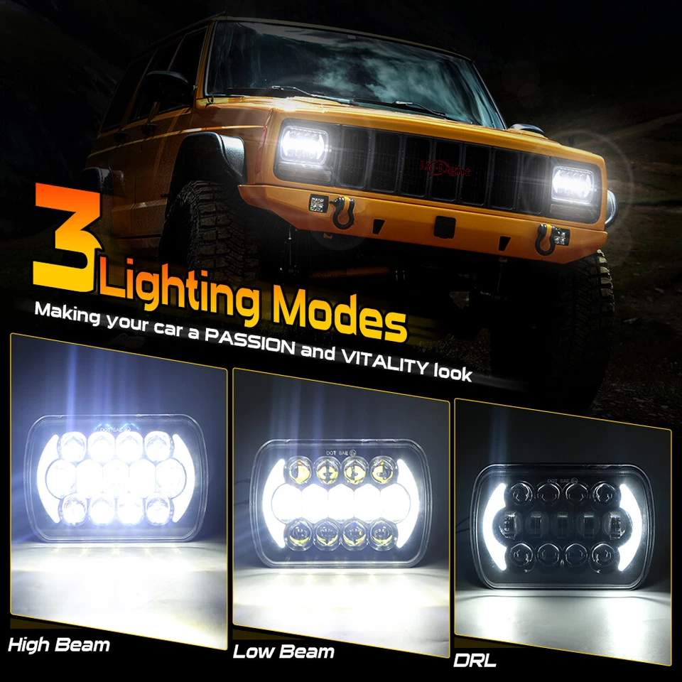 Apto para GMC C8500 Topkick 2003-2009 7X6" Proyector Faro LED Halo Hi/Lo H4 Foto 4 de 4