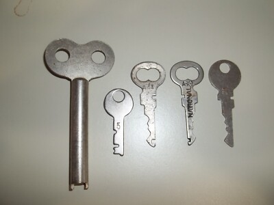 5 Antique National Cash Register Original Keys AZ1, AX1, 5, X1, Counter ...