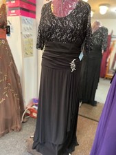 TheaDora Evening Special Occasion Mother's Black Silver Stretch Dress 24