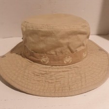 Carter's Toddler Bucket Hat Fitted 2t-4t Khaki Cotton CRAB Print Vented Sun Cap