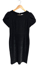 Calvin Klein Women's Short Sleeve Black Sparkly Bodycon Formal Dress Size 10