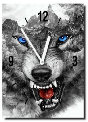 '' Eiswolf '' Wanduhr aus Aluminium, 30x21cm