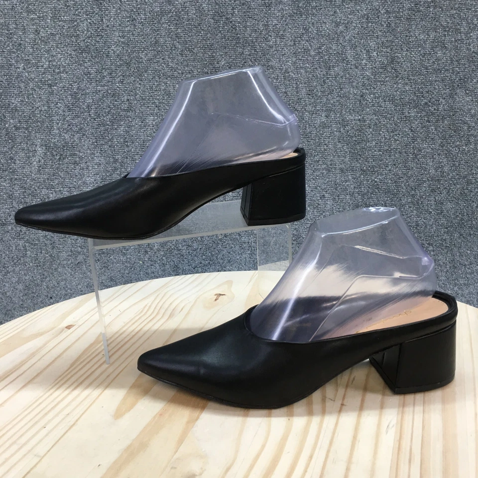 Zapatos Shoedazzle para mujer 7,5 Cleotha tacón de mula en punta negro imitación cuero sin cordones Foto 2 de 4