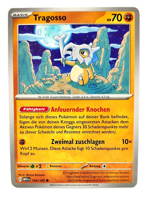 Pokemon Karte: Tragosso 104/165 Pokemon 151 MEW Deutsch NM