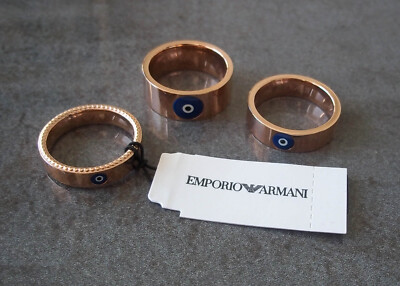 EMPORIO ARMANI アルマーニ Evil Eyeリング セット 箱付 Emporio Armani Stacking Rings x3 Stainless Steel Evil Eye Design